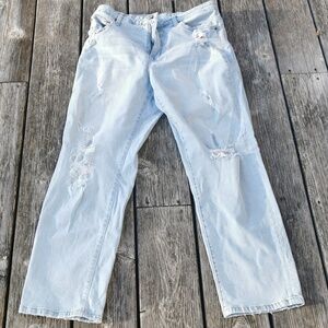 TIME and TRUE mid rise distressed denim women's jeans. Size 12. EUC